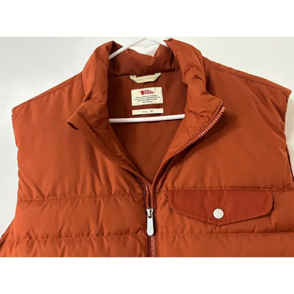 Fjallraven Greenland Down Liner Vest Men's XL Autumn Leaf Puffer Orange 82973